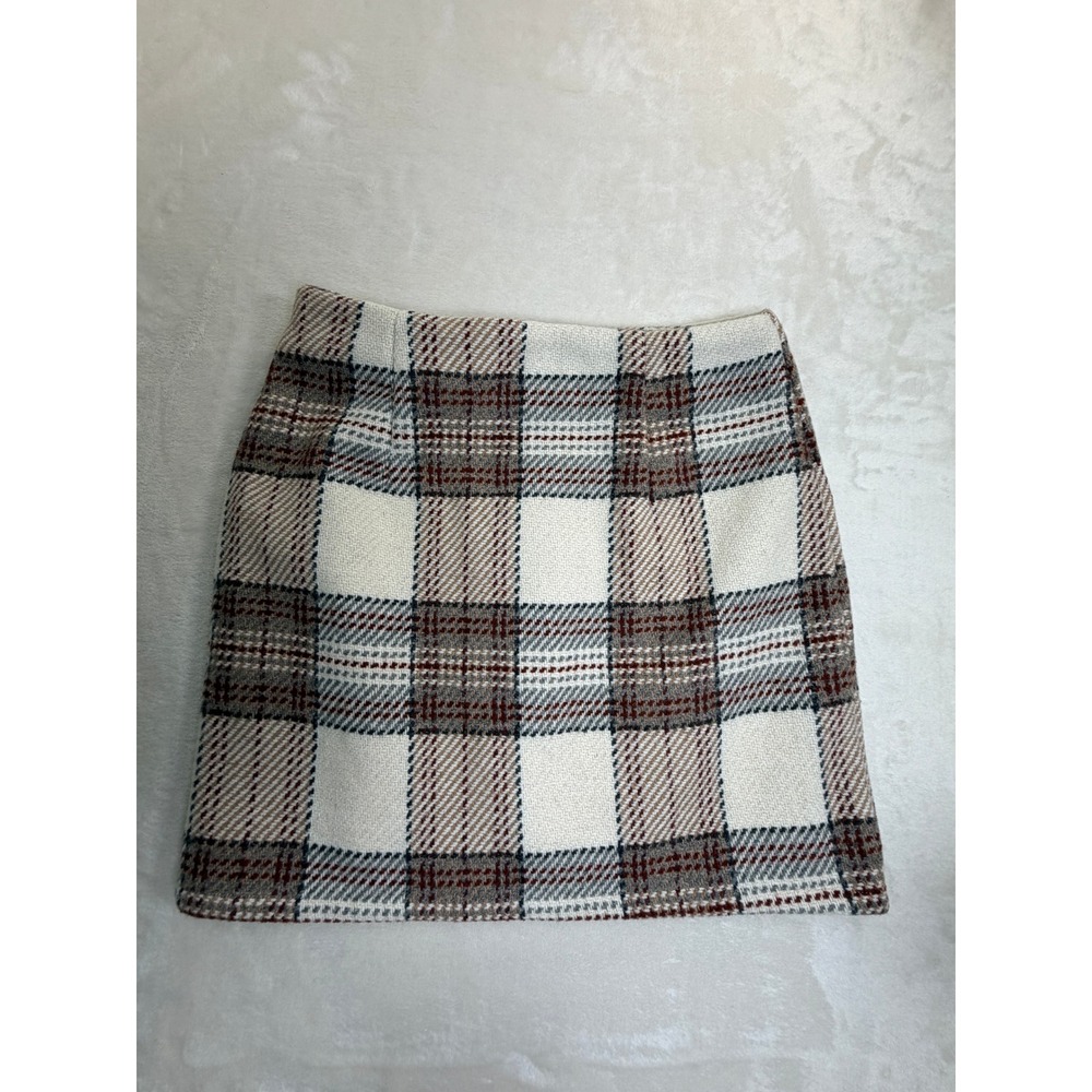 Pink Lily Brown Plaid Tweed Mini Skirt Women Small Excellent
